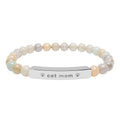 Cat Mom Bracelet, Engraved Natural Stone Bead Bracelet, Cat Lover Gift for Her, Paw Print Jewelry