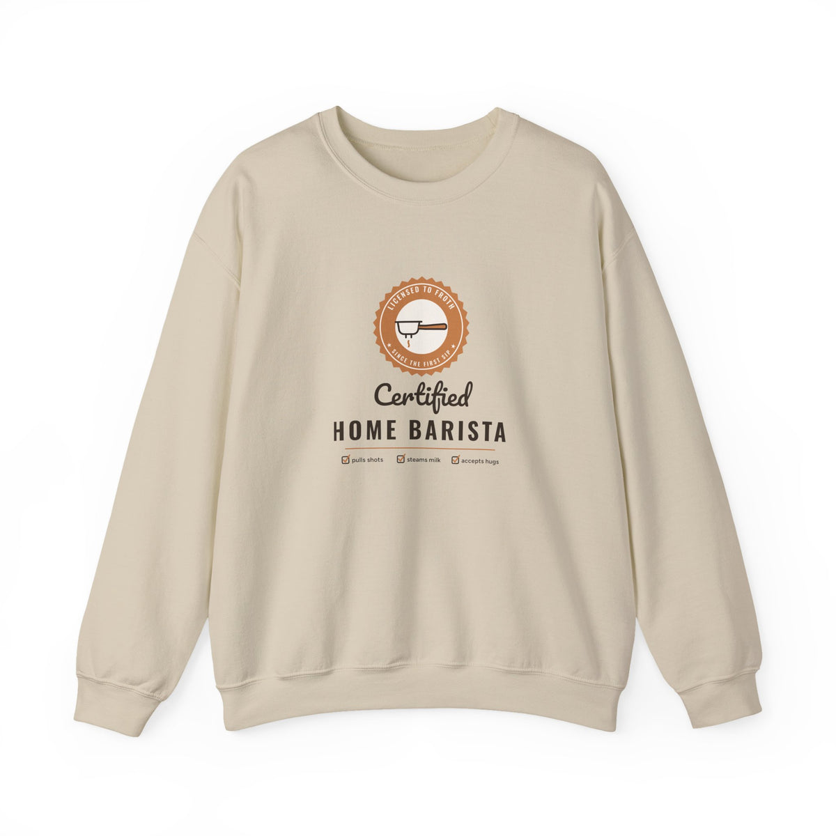 Certified Home Barista Sweatshirt, Funny Espresso Lover Crewneck, Cozy Coffee Sweater, Home Barista Gift