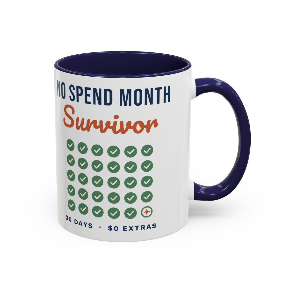 No Spend Month Survivor Mug, Funny Budget Coffee Mug, Money Saving Gift, Personal Finance Gift, 11oz Ceramic Mug