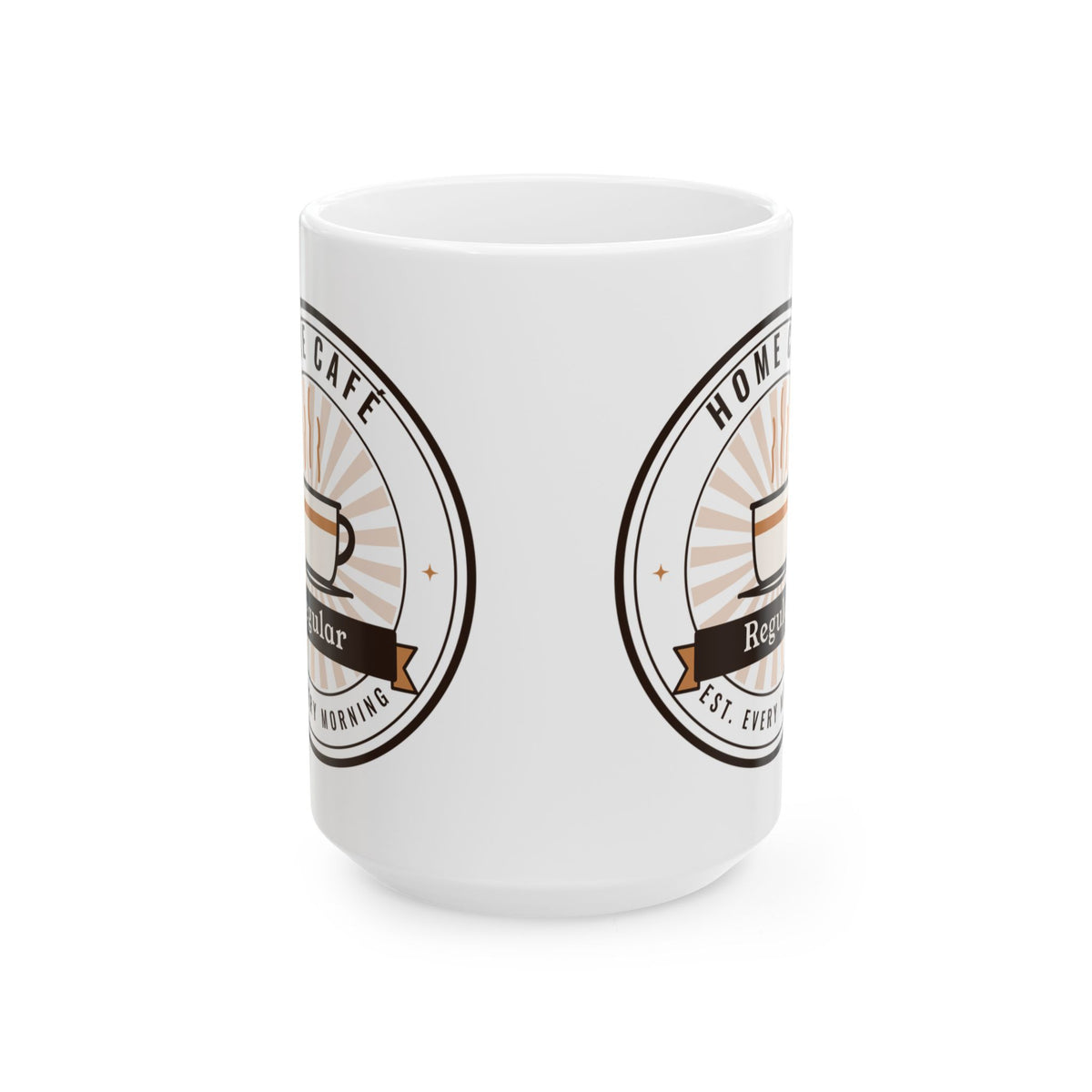 Coffee Lover Gift, Home Café Regular Mug, Retro Coffee Badge 15oz Mug, Home Barista Gift, Large Coffee Mug for Her