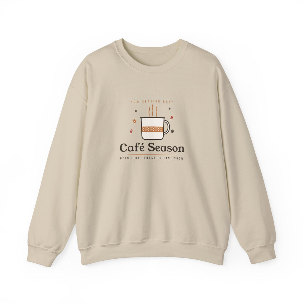 Café Season Sweatshirt, Cozy Fall and Winter Coffee Crewneck, Coffee Shop Sweater, Gift for Coffee Lovers