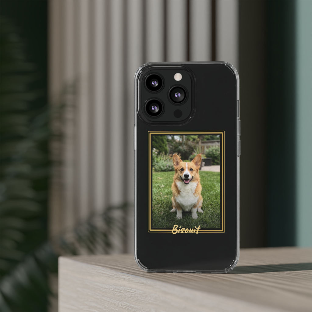 Clear Pet Photo Phone Case, Custom Dog Picture iPhone Case with Name, Personalized Transparent Pet Case, Dog Mom Gift