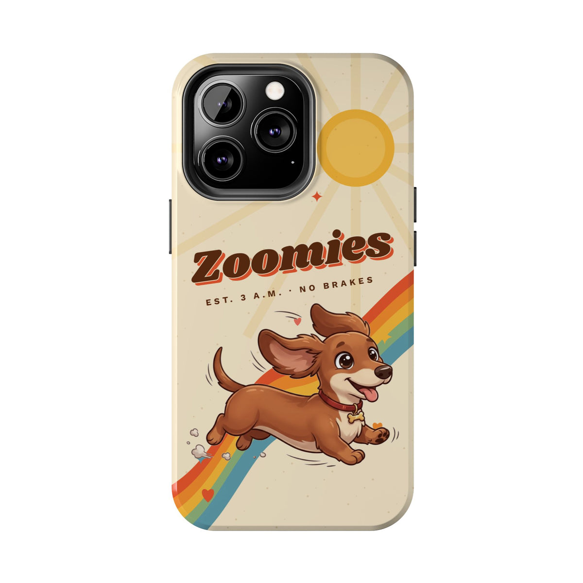 Dachshund Phone Case, Cute Wiener Dog iPhone Case, Retro Zoomies Doxie Gift, Tough iPhone 16 15 Case, Dachshund Mom Gift