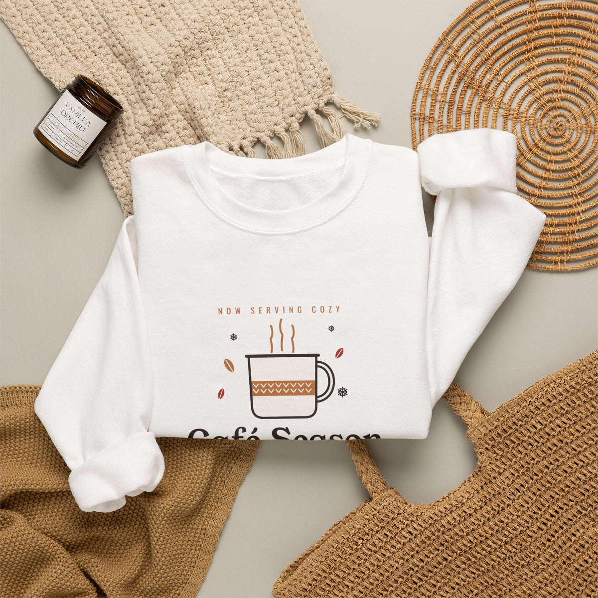 Café Season Sweatshirt, Cozy Fall and Winter Coffee Crewneck, Coffee Shop Sweater, Gift for Coffee Lovers