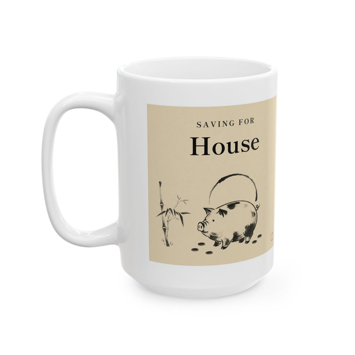 Personalized Savings Goal Mug, Japanese Ink Piggy Bank Mug, Custom Saving For Gift