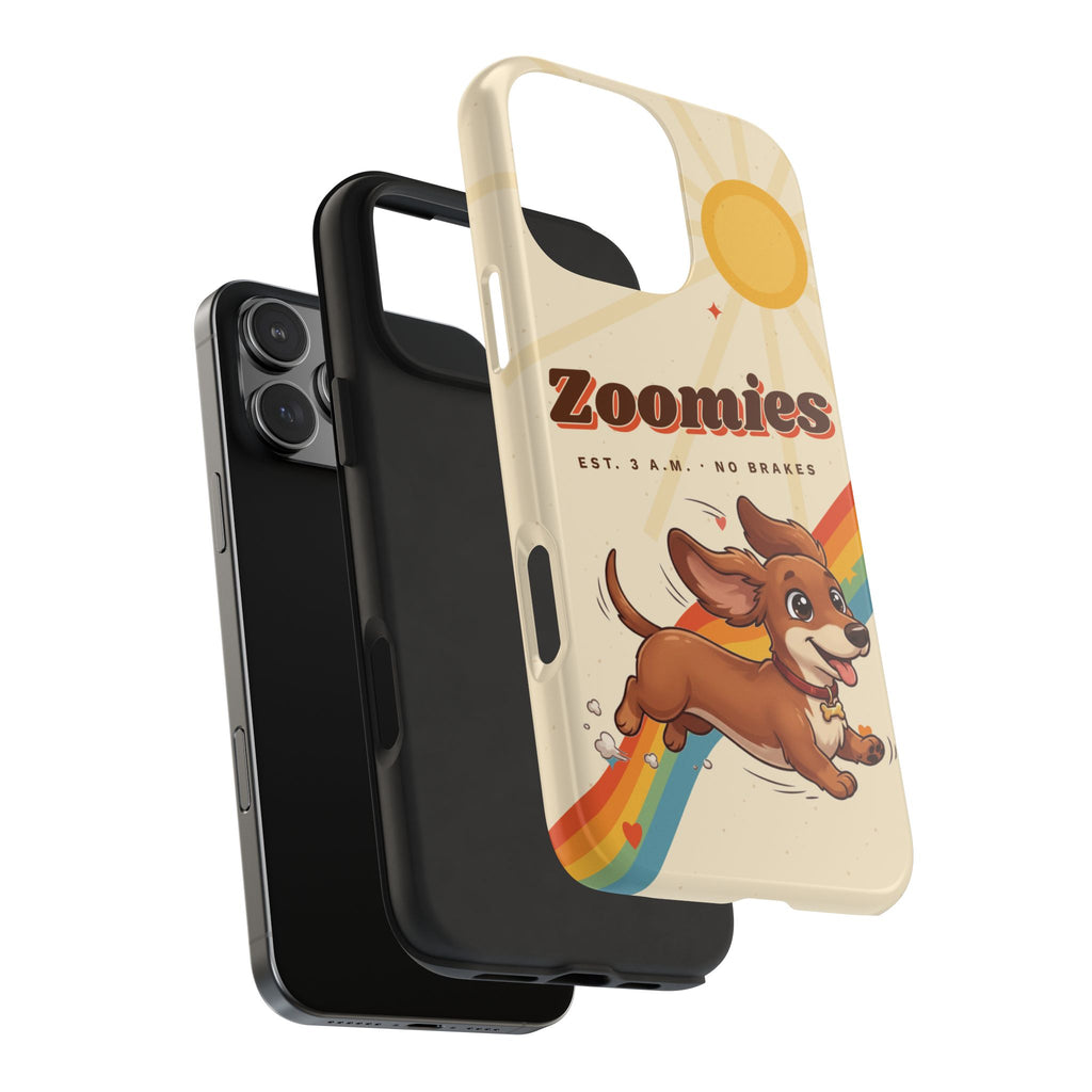 Dachshund Phone Case, Cute Wiener Dog iPhone Case, Retro Zoomies Doxie Gift, Tough iPhone 16 15 Case, Dachshund Mom Gift
