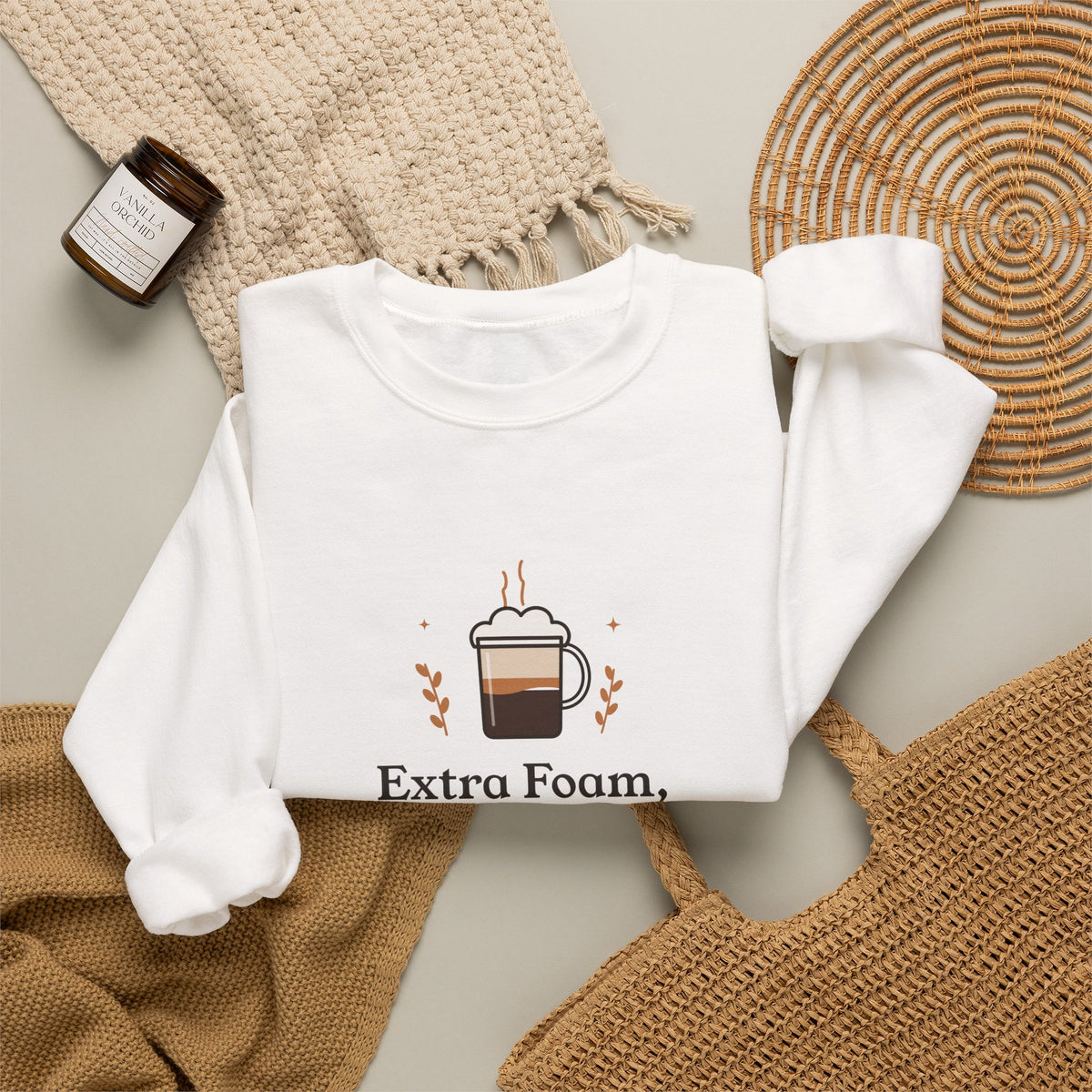 Funny Oat Latte Sweatshirt, Extra Foam Zero Plans Coffee Crewneck, Cozy Weekend Sweater Gift for Coffee Lovers