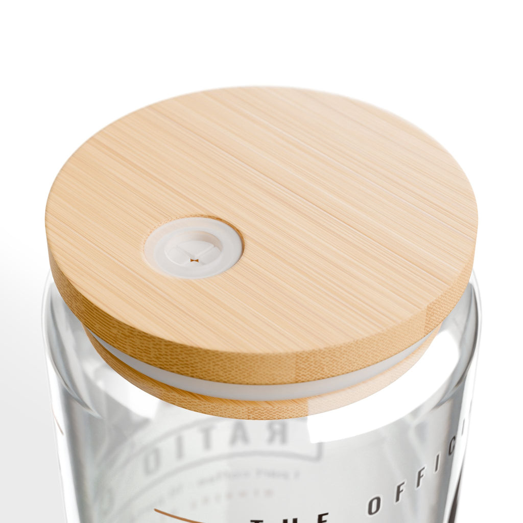 Coffee Nerd Gift, 1:16 Ratio Club Glass Cup, 16oz Can Glass with Bamboo Lid, Pour Over Coffee Ratio Gift, Iced Coffee Cup