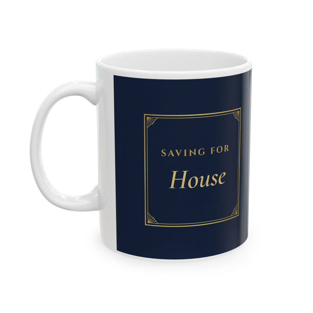 Personalized Savings Goal Mug, Navy and Gold Coffee Mug, Elegant Custom Saving For Gift