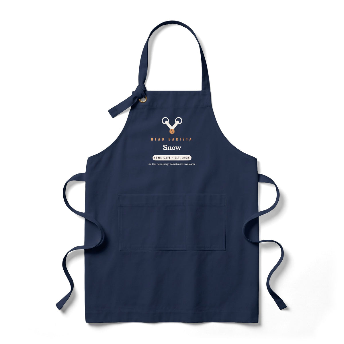 Personalized Barista Apron, Custom Name Head Barista Apron, Home Café Coffee Gift, Heavy Twill Bib Apron with Pockets