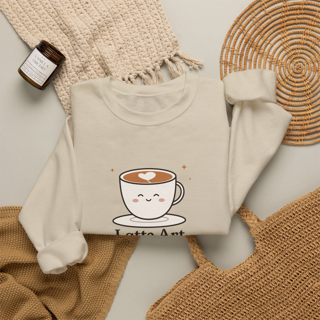 Latte Art in Progress Sweatshirt, Cute Coffee Crewneck, Funny Home Barista Gift for Coffee Lovers