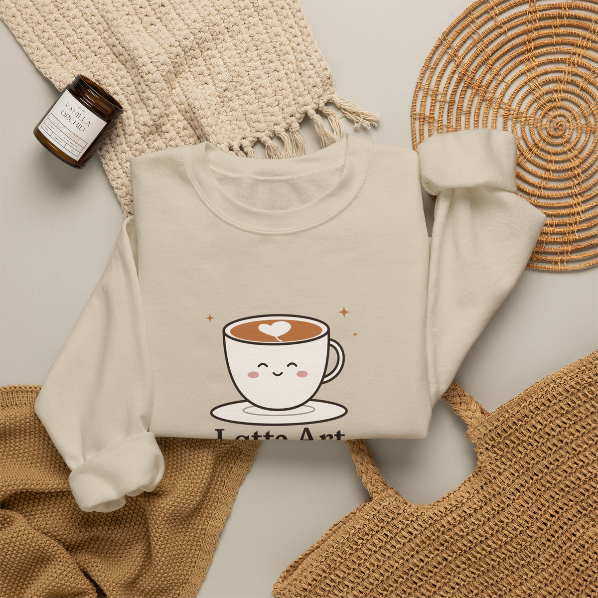 Latte Art in Progress Sweatshirt, Cute Coffee Crewneck, Funny Home Barista Gift for Coffee Lovers