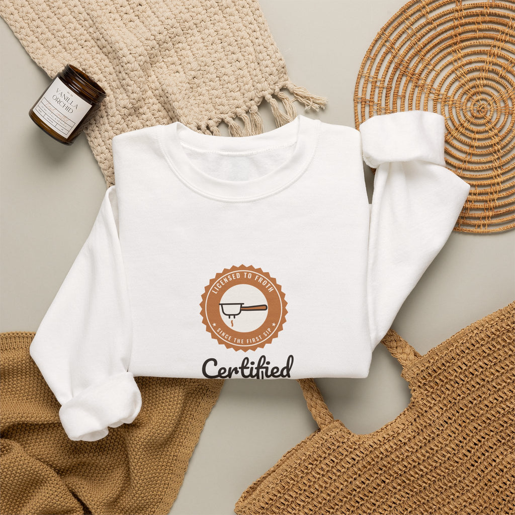 Certified Home Barista Sweatshirt, Funny Espresso Lover Crewneck, Cozy Coffee Sweater, Home Barista Gift