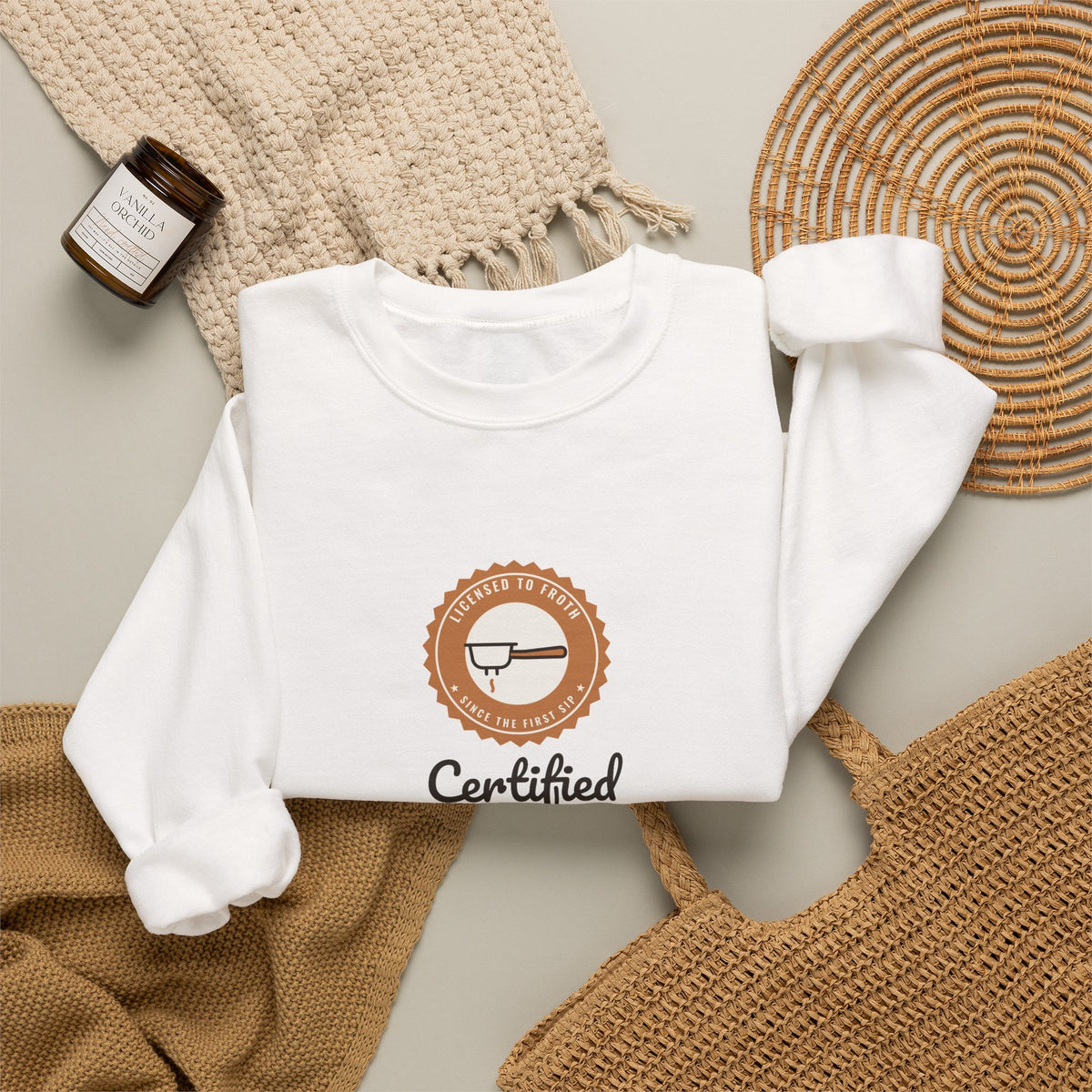 Certified Home Barista Sweatshirt, Funny Espresso Lover Crewneck, Cozy Coffee Sweater, Home Barista Gift