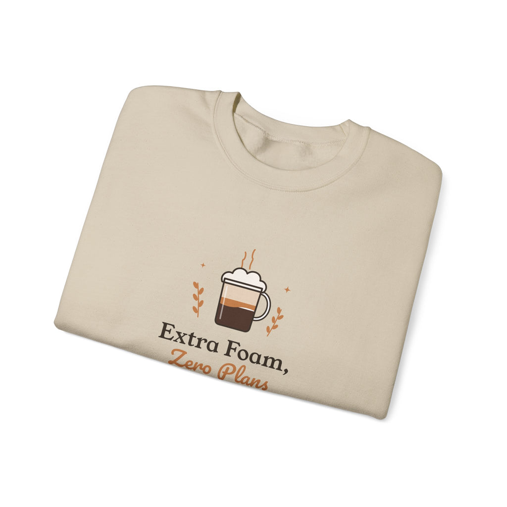 Funny Oat Latte Sweatshirt, Extra Foam Zero Plans Coffee Crewneck, Cozy Weekend Sweater Gift for Coffee Lovers