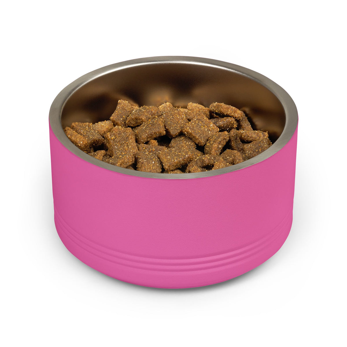 Personalized Dog Bowl with Name, Pink Stainless Steel Pet Bowl, Bow Pattern Label, 18oz Custom Cat Food Bowl