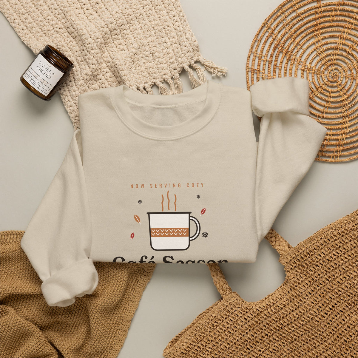 Café Season Sweatshirt, Cozy Fall and Winter Coffee Crewneck, Coffee Shop Sweater, Gift for Coffee Lovers