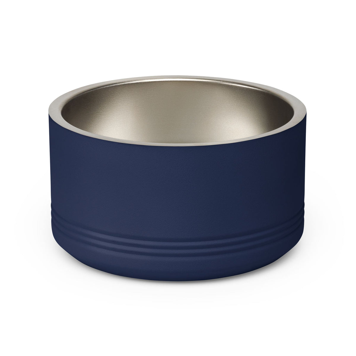 Personalized Dog Bowl with Name, Navy Stainless Steel Pet Bowl, Gold Art Deco Label, 18oz Custom Cat Food Bowl