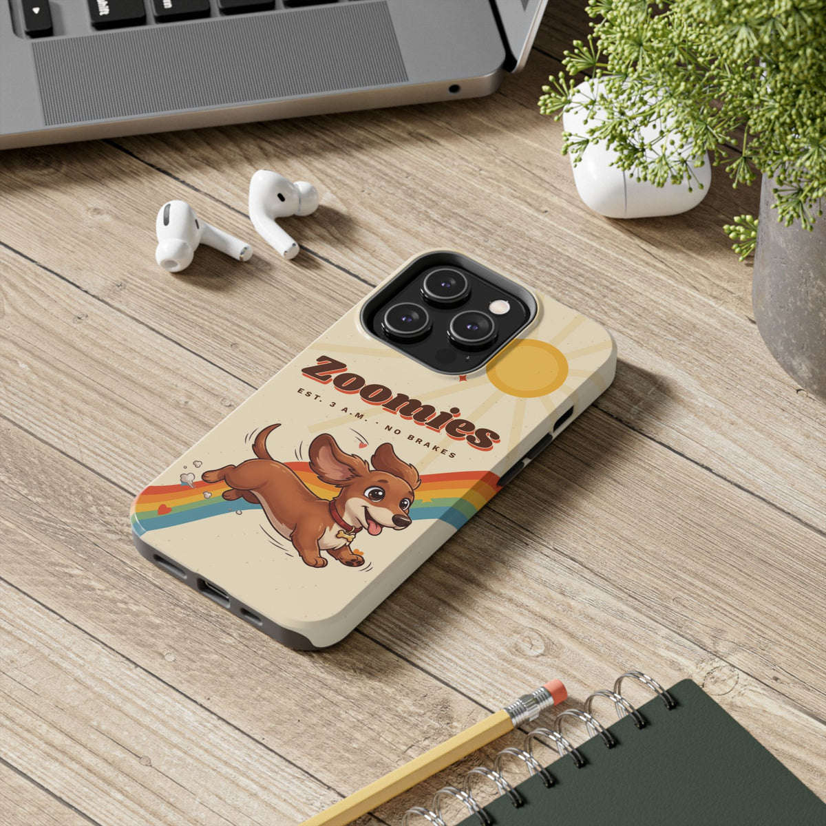 Dachshund Phone Case, Cute Wiener Dog iPhone Case, Retro Zoomies Doxie Gift, Tough iPhone 16 15 Case, Dachshund Mom Gift