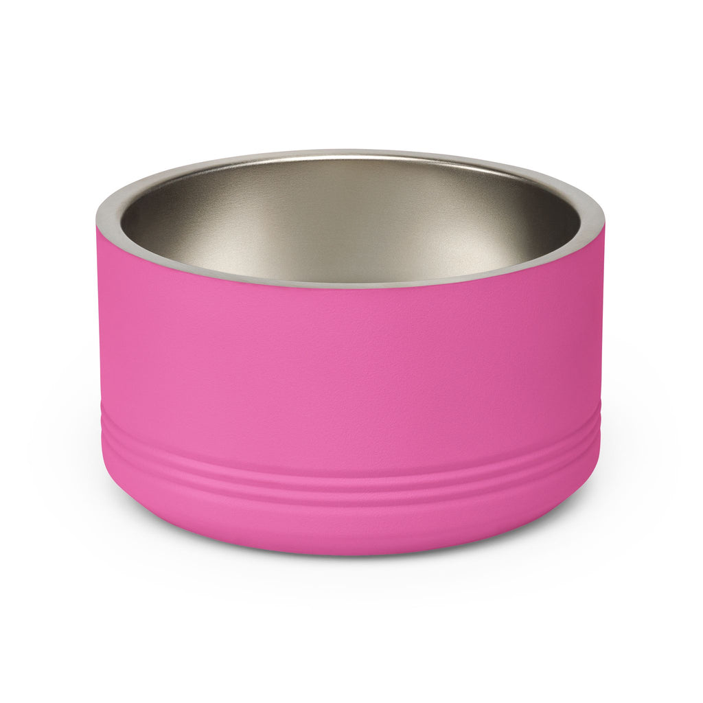 Personalized Dog Bowl with Name, Pink Stainless Steel Pet Bowl, Bow Pattern Label, 18oz Custom Cat Food Bowl