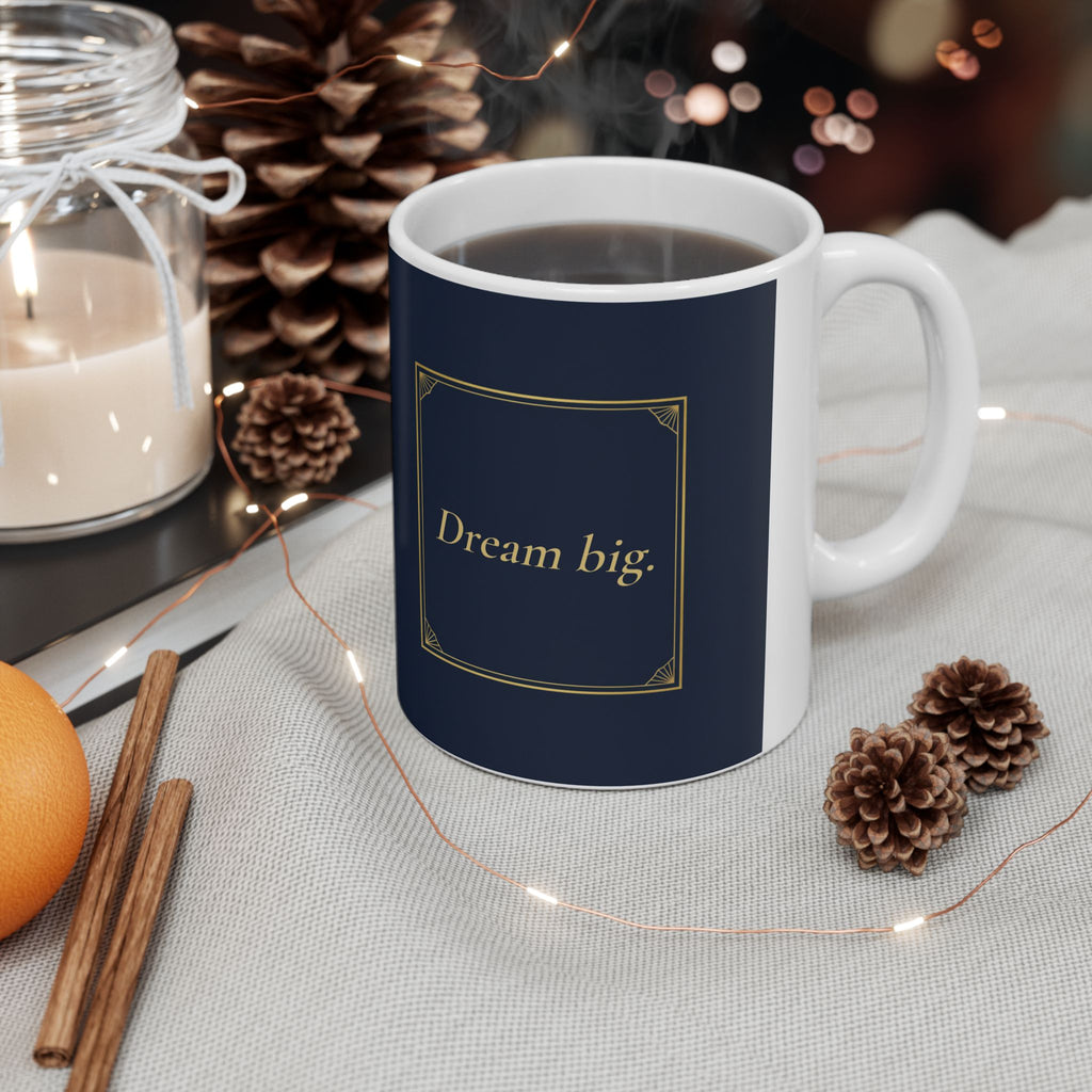 Personalized Savings Goal Mug, Navy and Gold Coffee Mug, Elegant Custom Saving For Gift