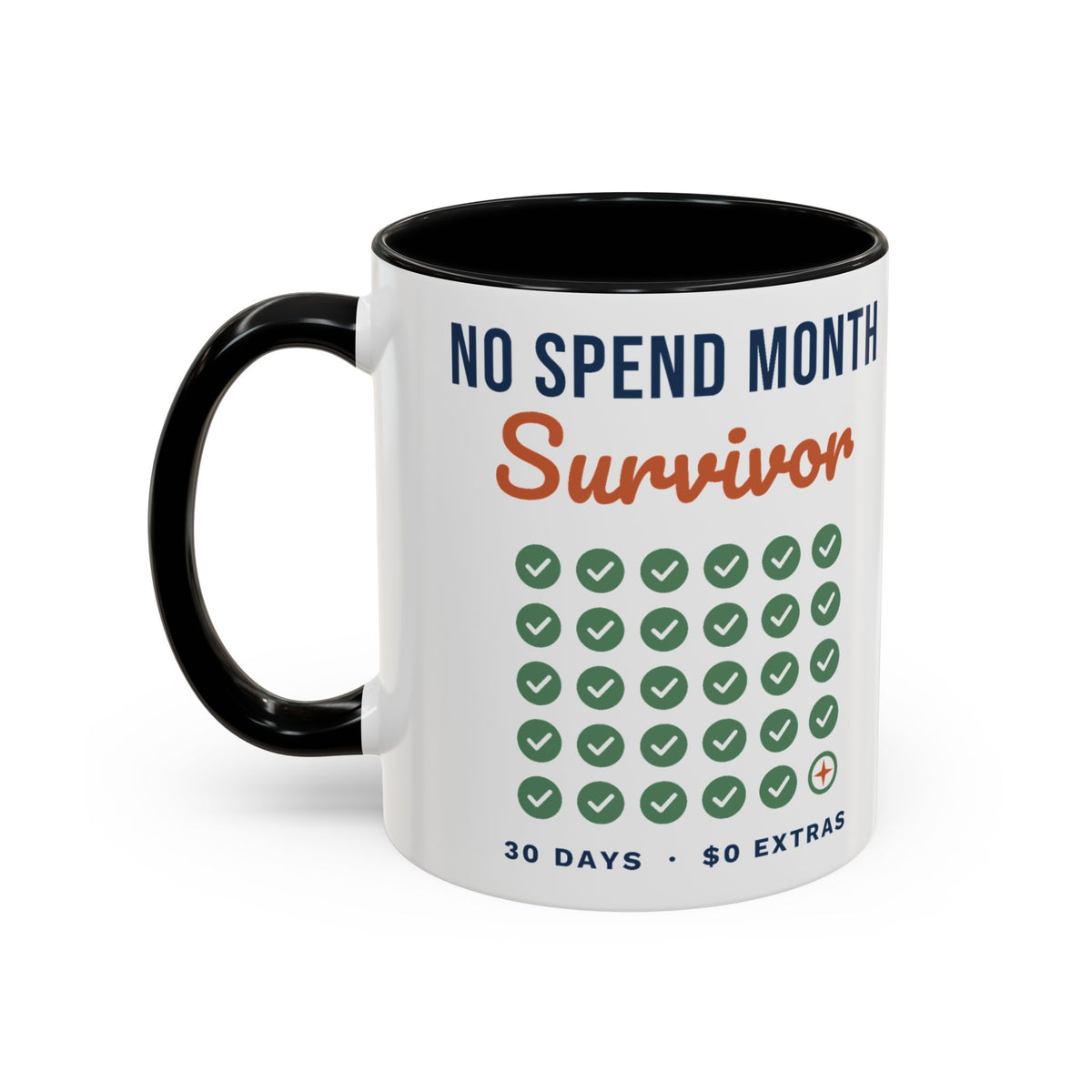 No Spend Month Survivor Mug, Funny Budget Coffee Mug, Money Saving Gift, Personal Finance Gift, 11oz Ceramic Mug