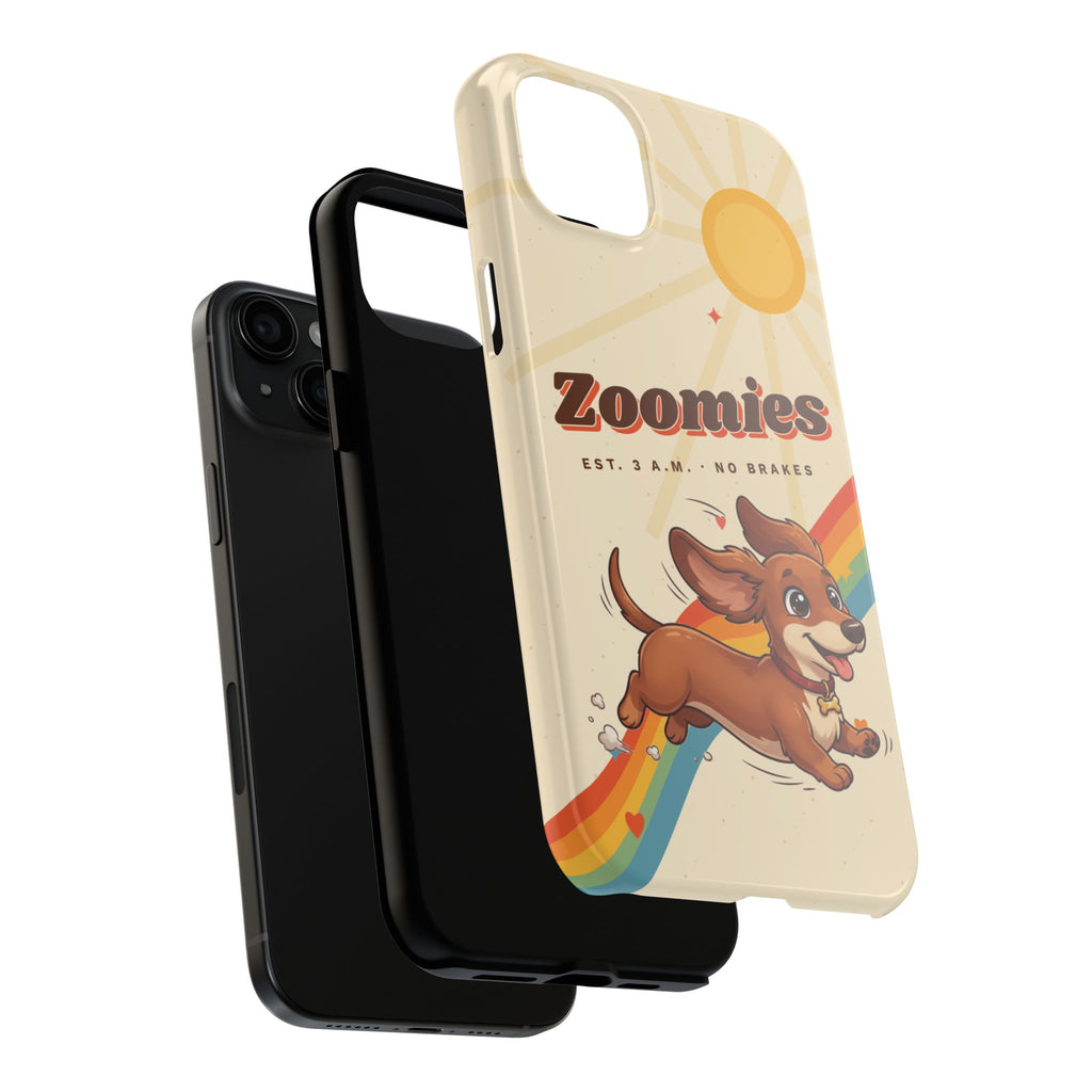 Dachshund Phone Case, Cute Wiener Dog iPhone Case, Retro Zoomies Doxie Gift, Tough iPhone 16 15 Case, Dachshund Mom Gift