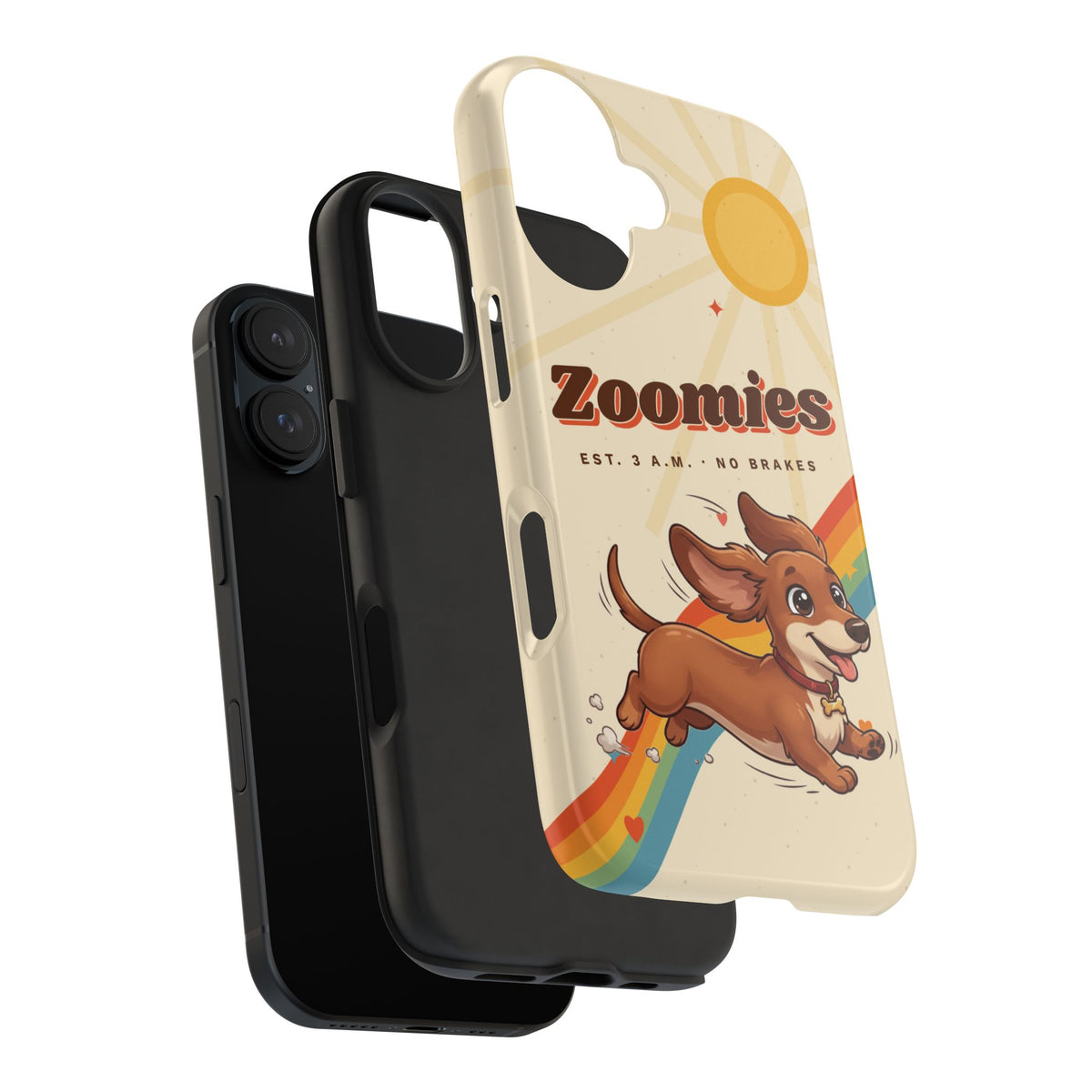 Dachshund Phone Case, Cute Wiener Dog iPhone Case, Retro Zoomies Doxie Gift, Tough iPhone 16 15 Case, Dachshund Mom Gift