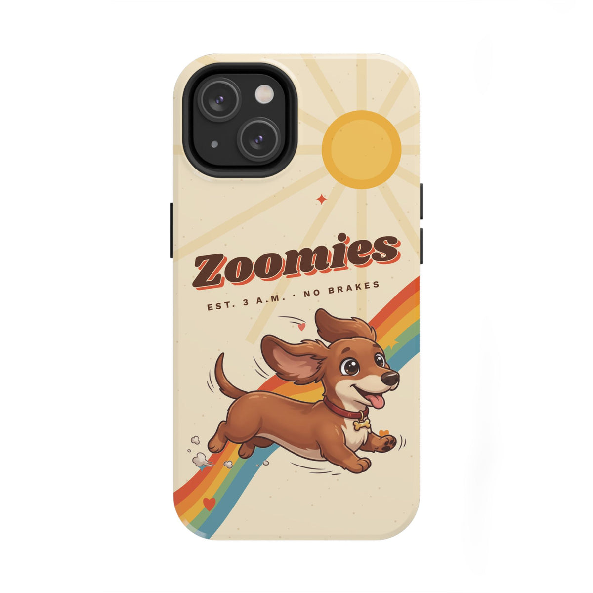 Dachshund Phone Case, Cute Wiener Dog iPhone Case, Retro Zoomies Doxie Gift, Tough iPhone 16 15 Case, Dachshund Mom Gift