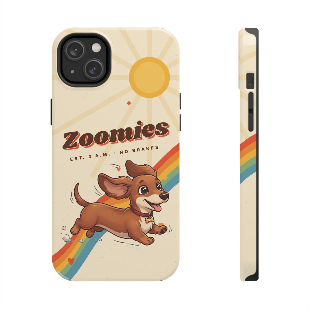 Dachshund Phone Case, Cute Wiener Dog iPhone Case, Retro Zoomies Doxie Gift, Tough iPhone 16 15 Case, Dachshund Mom Gift
