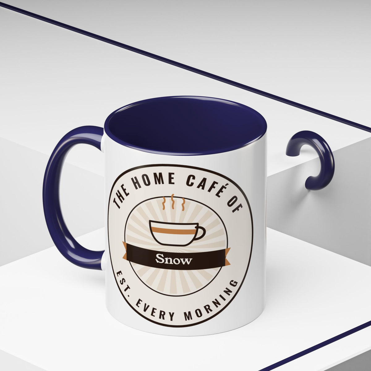 Personalized Home Café Mug, Custom Name Coffee Mug with Colored Handle, Coffee Lover Gift, Barista Gift, 11oz or 15oz