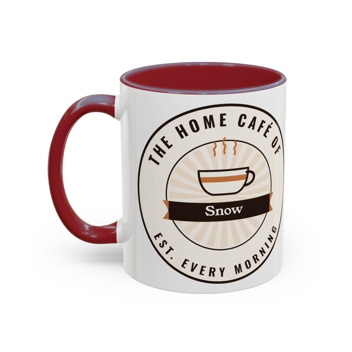 Personalized Home Café Mug, Custom Name Coffee Mug with Colored Handle, Coffee Lover Gift, Barista Gift, 11oz or 15oz