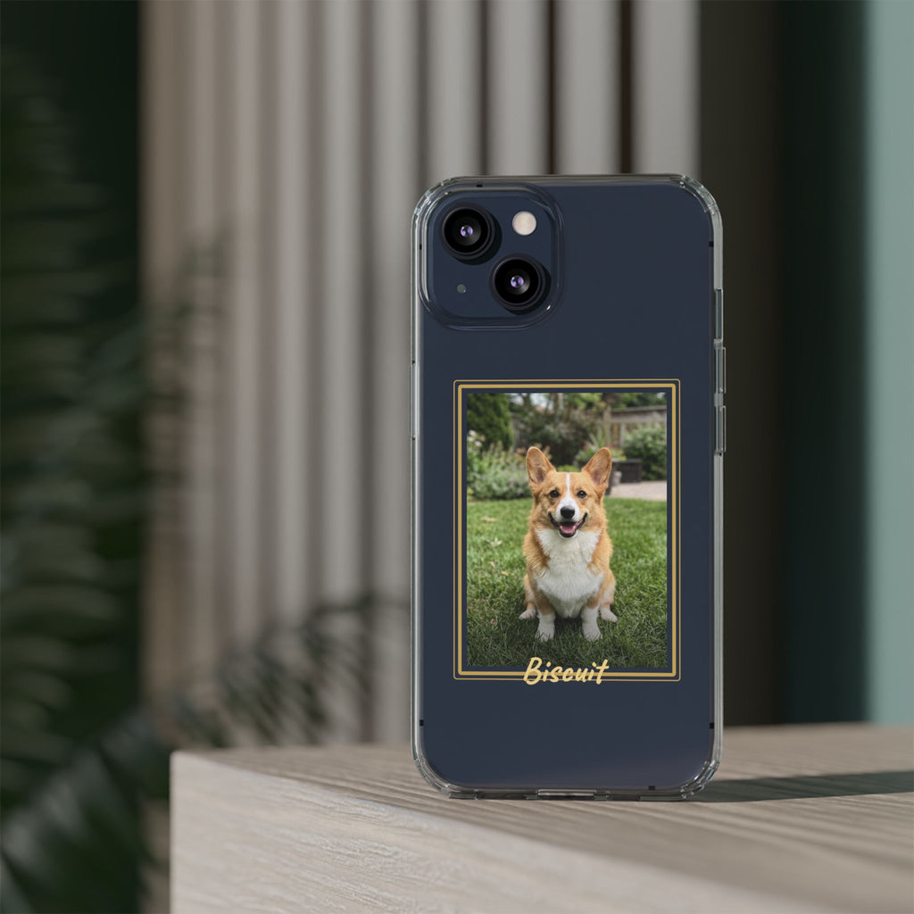 Clear Pet Photo Phone Case, Custom Dog Picture iPhone Case with Name, Personalized Transparent Pet Case, Dog Mom Gift