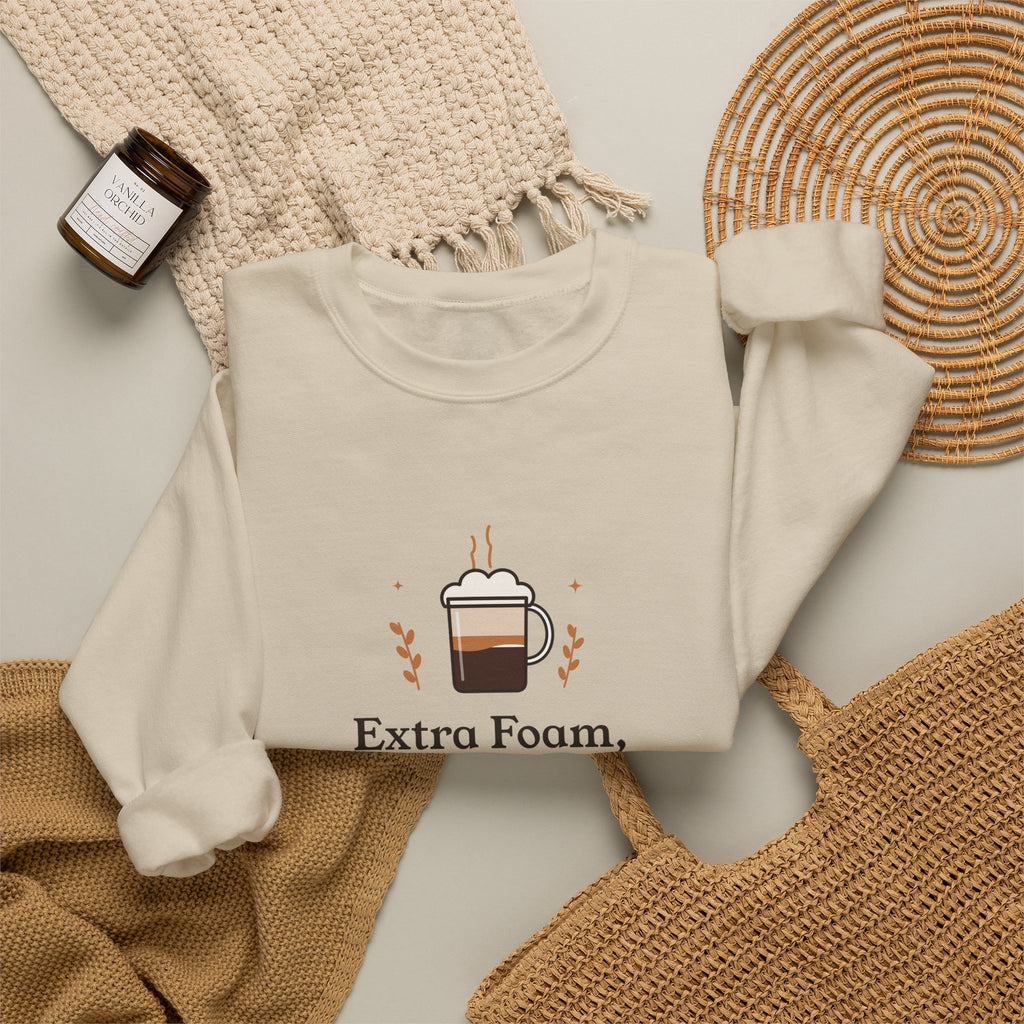 Funny Oat Latte Sweatshirt, Extra Foam Zero Plans Coffee Crewneck, Cozy Weekend Sweater Gift for Coffee Lovers
