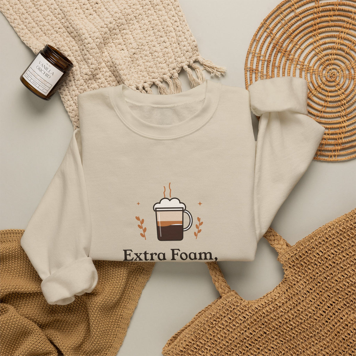Funny Oat Latte Sweatshirt, Extra Foam Zero Plans Coffee Crewneck, Cozy Weekend Sweater Gift for Coffee Lovers