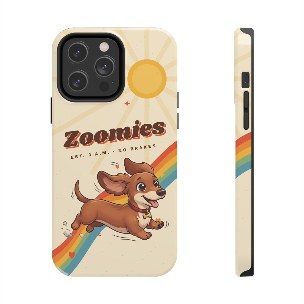 Dachshund Phone Case, Cute Wiener Dog iPhone Case, Retro Zoomies Doxie Gift, Tough iPhone 16 15 Case, Dachshund Mom Gift