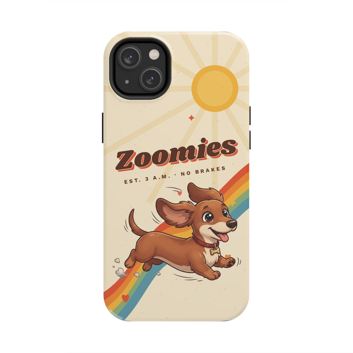 Dachshund Phone Case, Cute Wiener Dog iPhone Case, Retro Zoomies Doxie Gift, Tough iPhone 16 15 Case, Dachshund Mom Gift