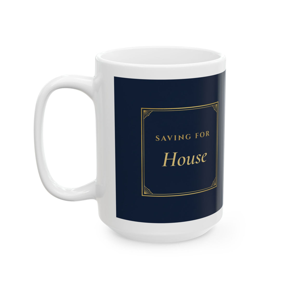 Personalized Savings Goal Mug, Navy and Gold Coffee Mug, Elegant Custom Saving For Gift