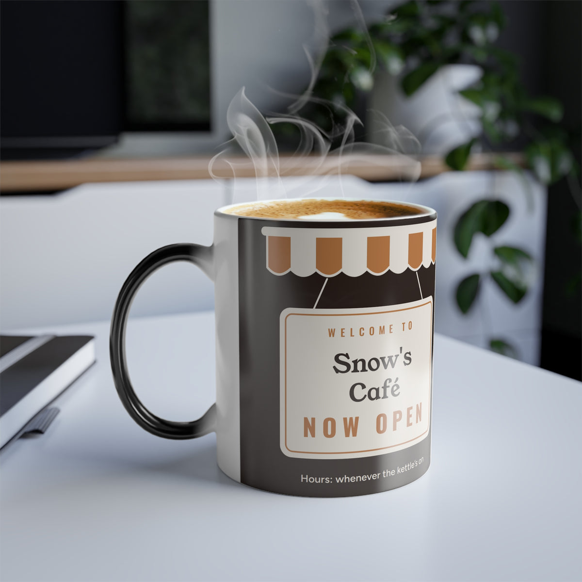 Personalized Café Heat Reveal Mug, Custom Name Color Changing Coffee Mug, Home Café Gift for Coffee Lover