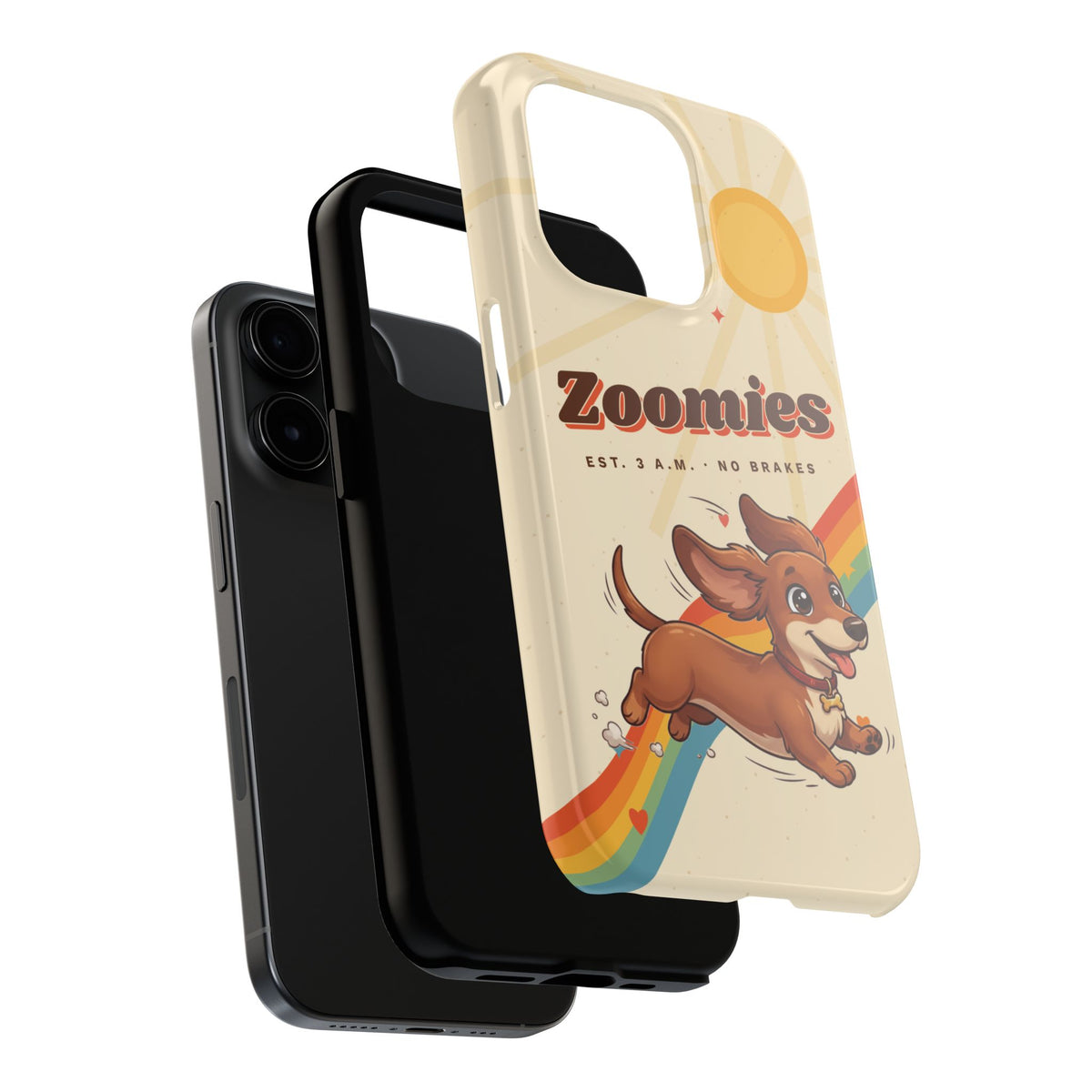 Dachshund Phone Case, Cute Wiener Dog iPhone Case, Retro Zoomies Doxie Gift, Tough iPhone 16 15 Case, Dachshund Mom Gift