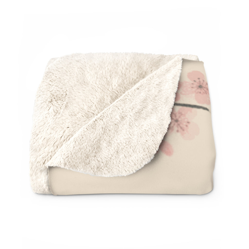 Premium Japanese Cherry Blossom Pet Photo Blanket, Sakura Custom Dog Blanket, Personalized Name Throw, Gift for Dog Mom