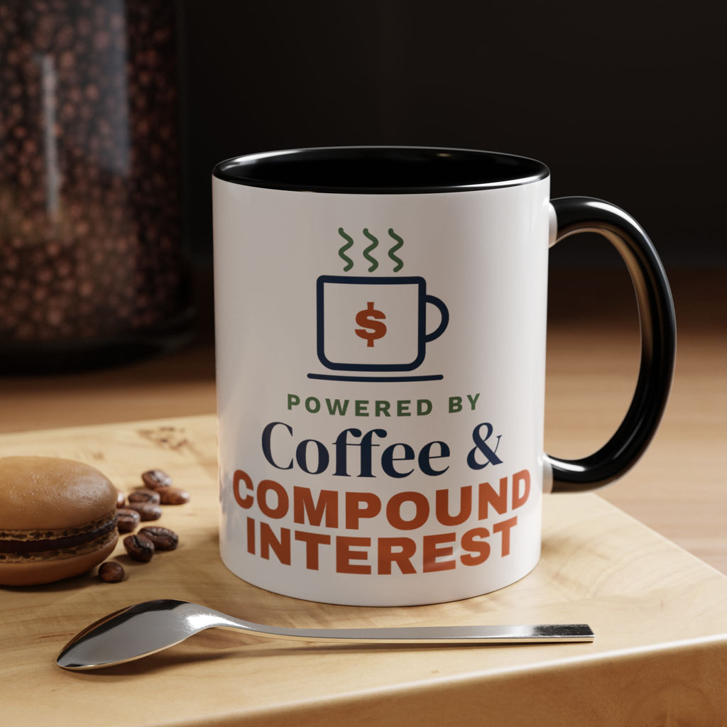 Coffee and Compound Interest Mug, Funny Budget Coffee Mug, Money Saving Gift, Personal Finance Gift, 11oz Ceramic Mug