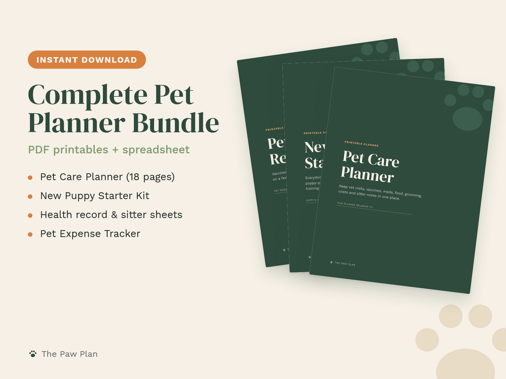 The Complete Pet Bundle: Planner, Health Record, Sitter Sheet & Tracker