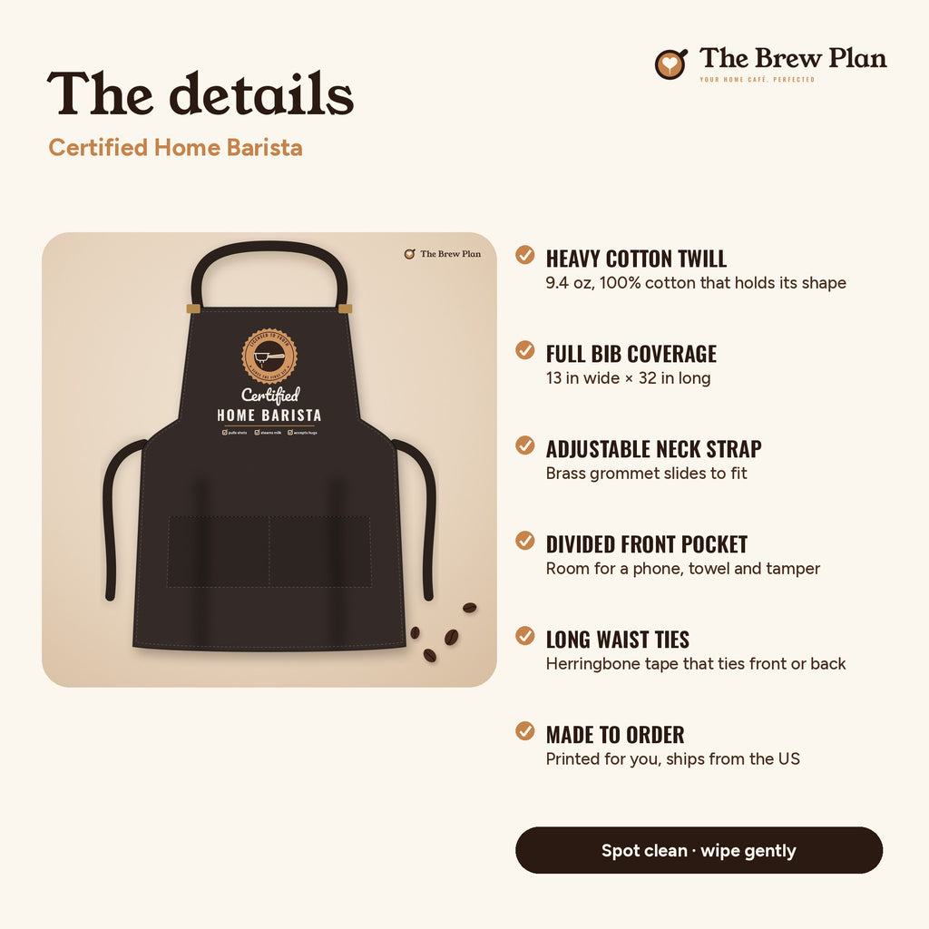 Home Barista Gift, Certified Home Barista Apron, Funny Espresso Lover Kitchen Apron, Coffee Gift for Him or Her