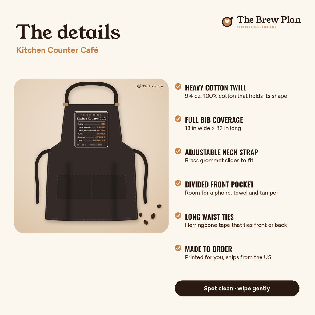 Coffee Lover Gift, Kitchen Counter Café Apron, Funny Coffee Menu Kitchen Apron, Home Barista Apron, Housewarming Gift