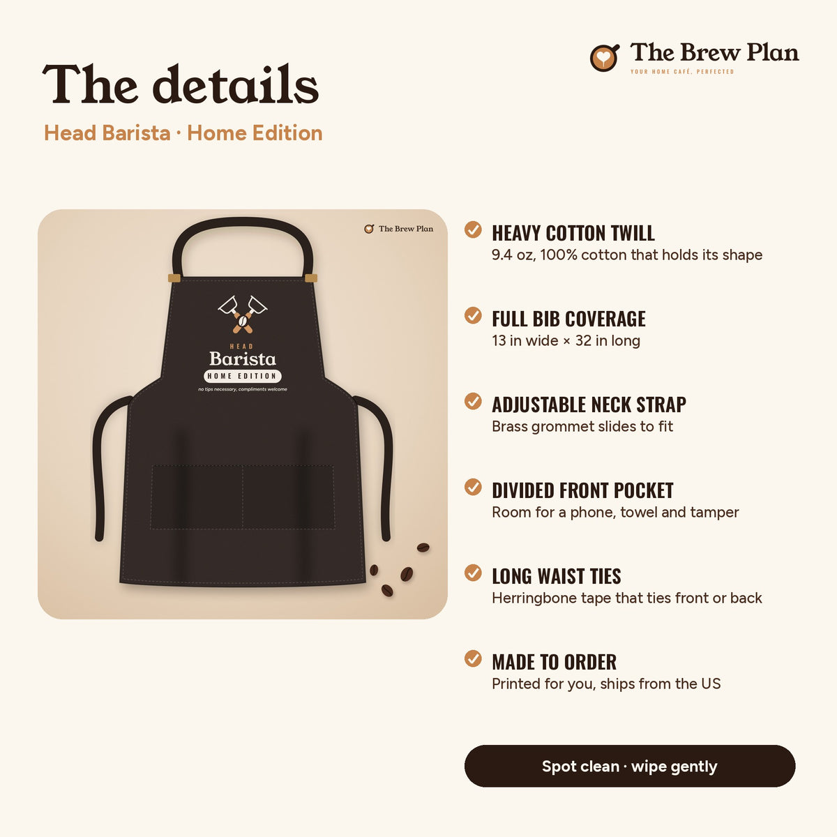 Home Barista Gift, Head Barista Home Edition Apron, Espresso Lover Kitchen Apron, Coffee Gift for Dad or Mom
