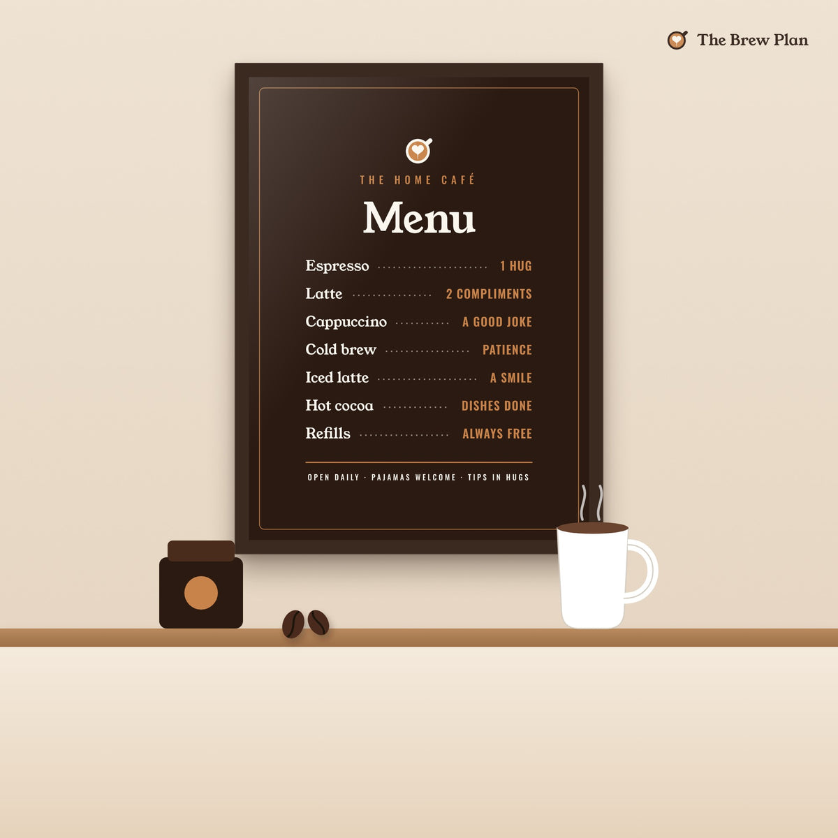 Coffee Bar Decor Gift, Home Café Menu Poster, Funny Coffee Menu Wall Art, Coffee Station Sign Print, Kitchen Wall Decor