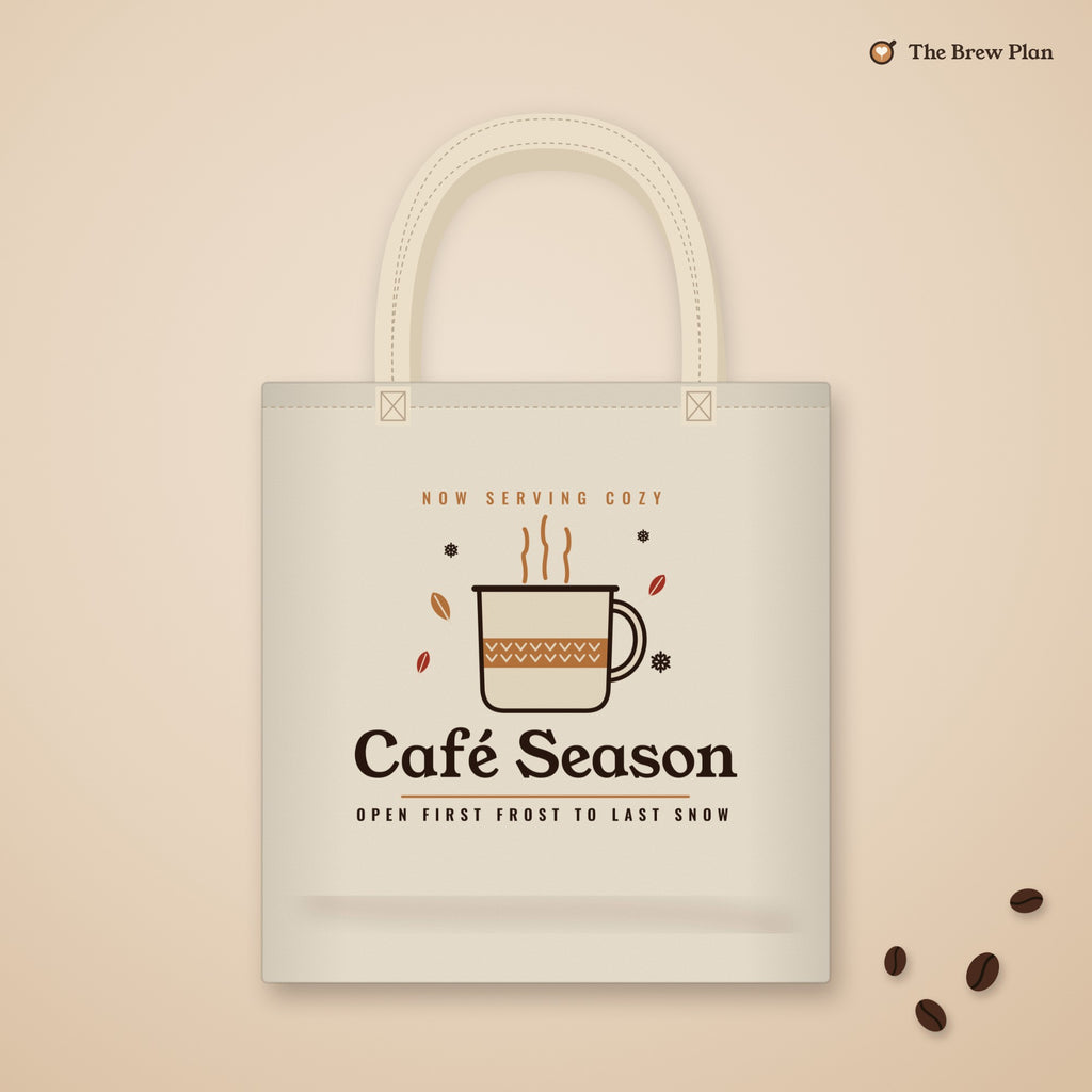 Coffee Lover Gift, Café Season Tote Bag, Cozy Fall Coffee Canvas Tote, Autumn Market Bag, Christmas Gift for Her