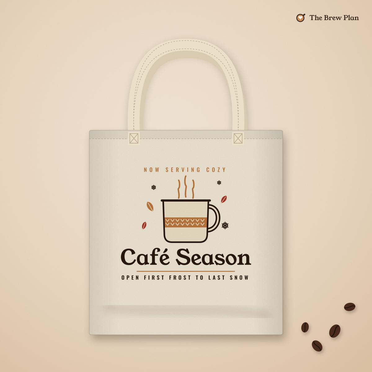 Coffee Lover Gift, Café Season Tote Bag, Cozy Fall Coffee Canvas Tote, Autumn Market Bag, Christmas Gift for Her