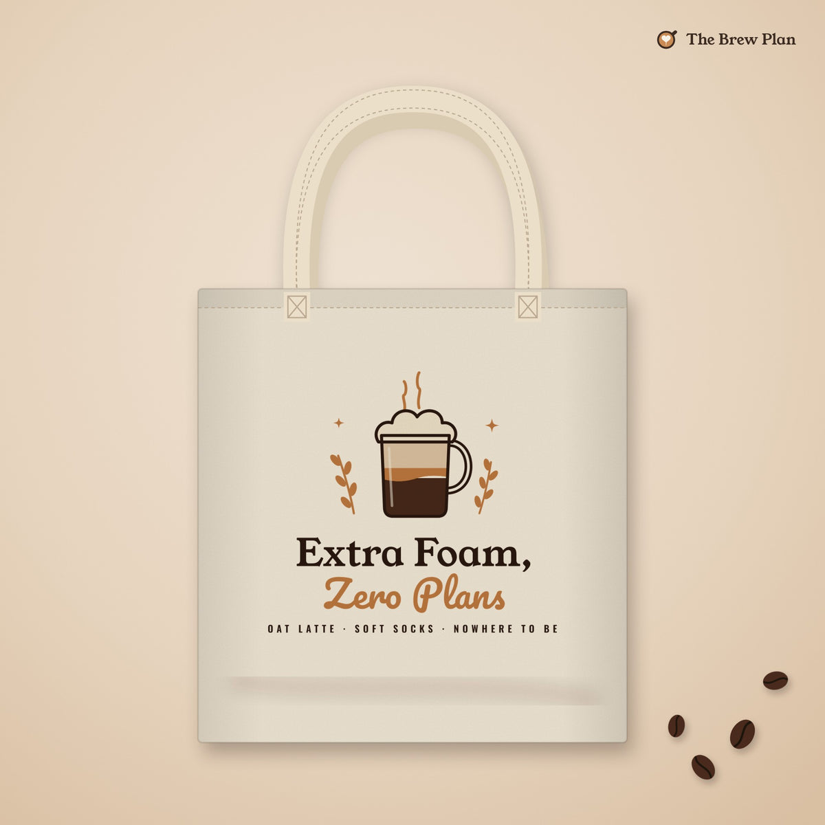 Coffee Lover Gift, Extra Foam Zero Plans Tote Bag, Oat Latte Canvas Tote, Cozy Weekend Book Bag, Funny Gift for Her